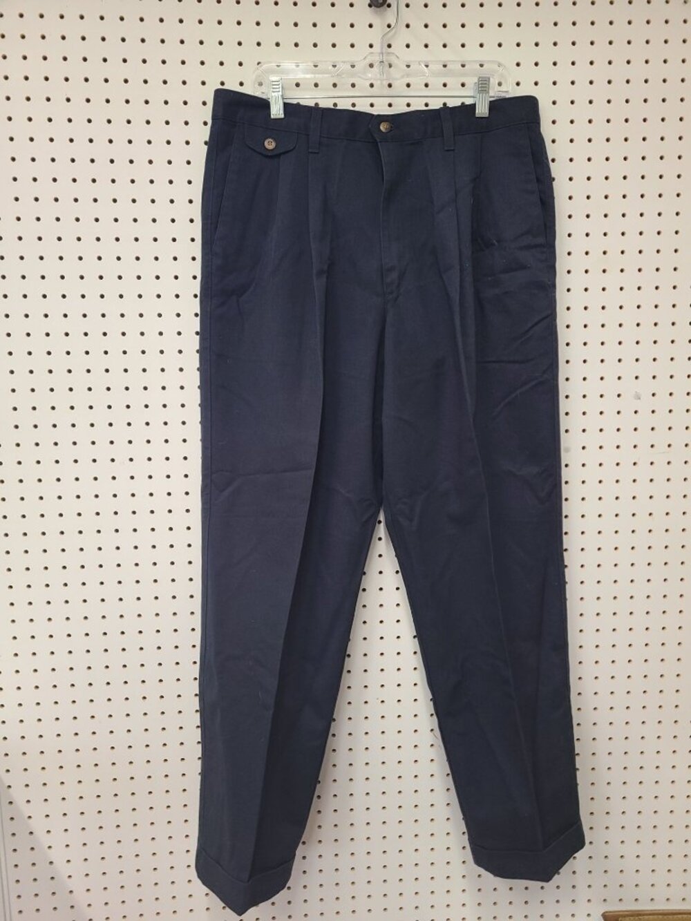 Dockers Mens Navy Pleated Front Cotton Pants W36 L31 Made In USA